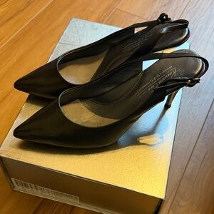 Kenneth Cole Black Pointed Slingback Heels Silver Edition